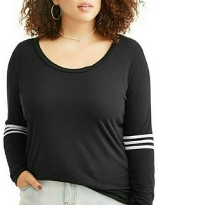 New Poof Apparel Varsity Style Knit Long Sleeve Tee